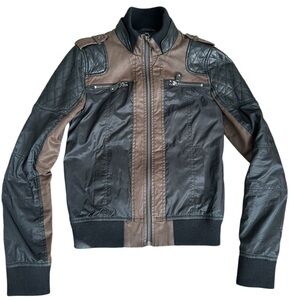 A345 Diesel Black Gold Bomber Jacket sz 38 / Small Brown & Black Quilted Moto